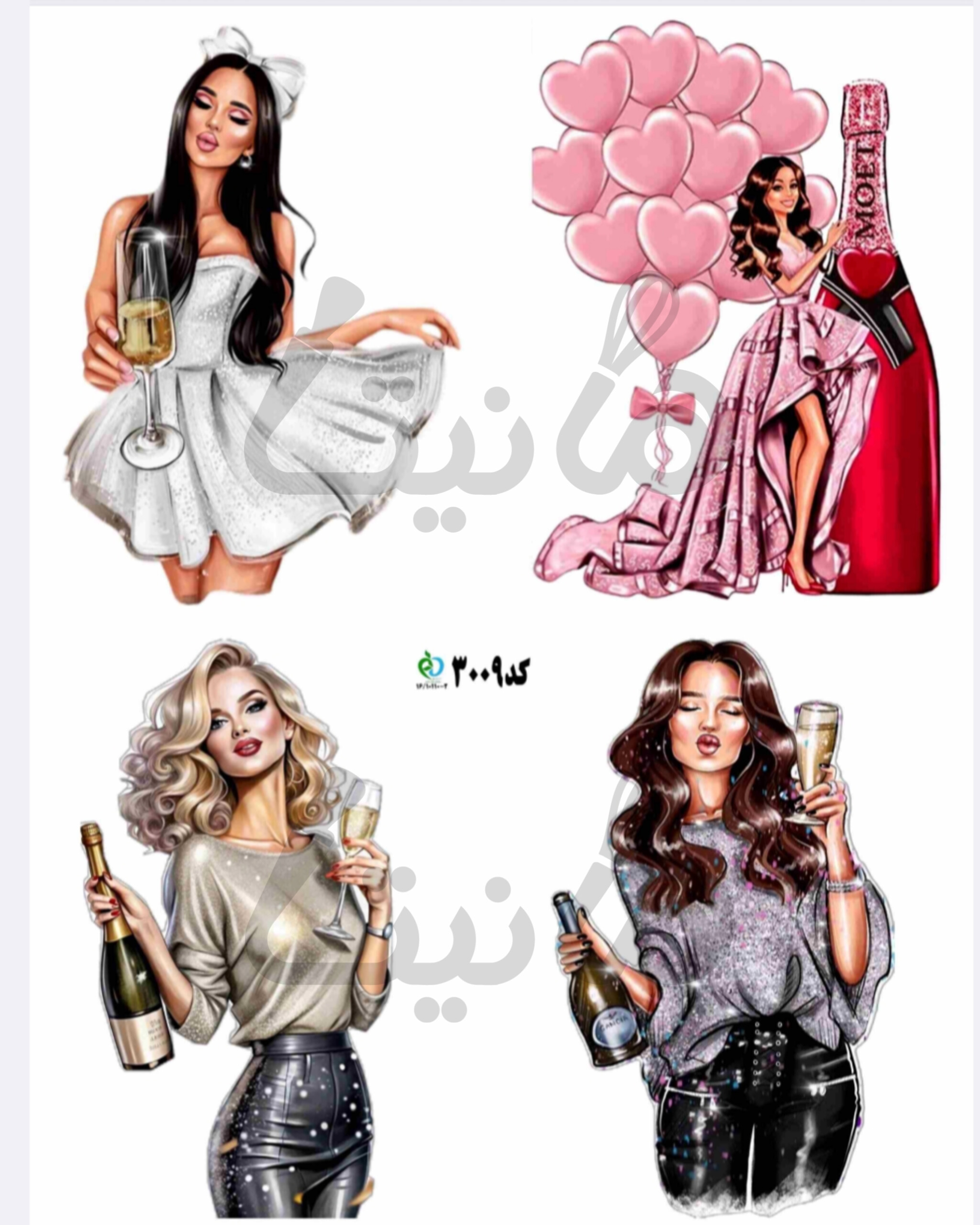استیکر خوراکی دخترانه کد ۳۰۰۹- بدون برش