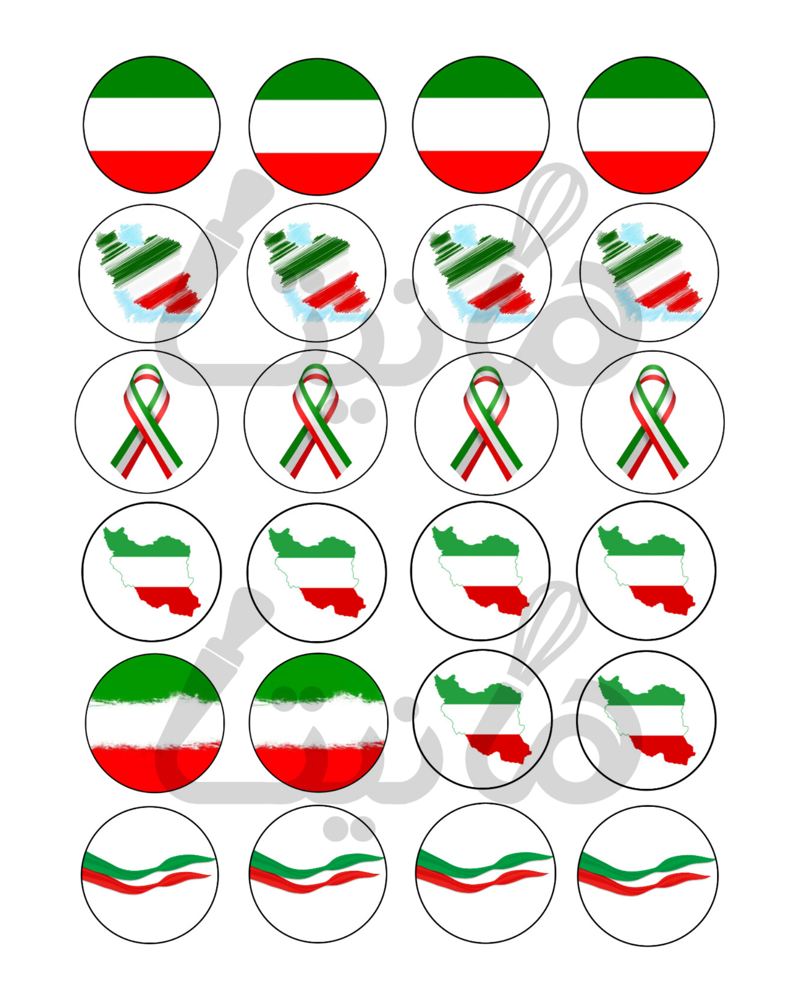 استیکر خوراکی پرچم ایران کد ۱۶۸- برشی