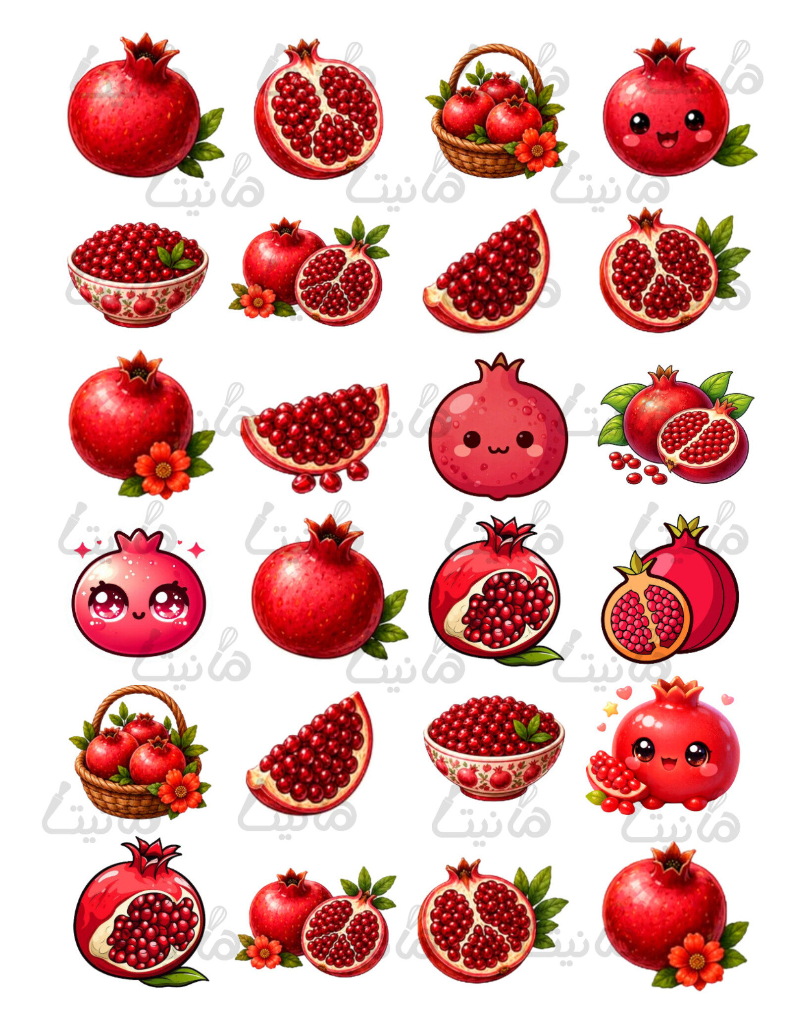 استیکر خوراکی انار کد ۲۴۷- ۴ سانت| برشی